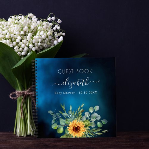 Guest book baby shower sunflowers blue sky
