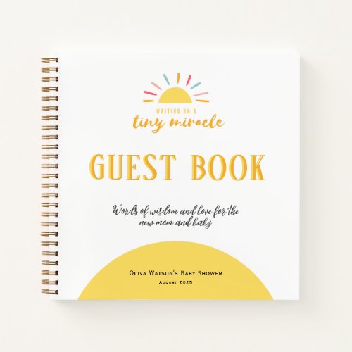 Guest Book Baby Shower Tiny Miracle Sunshine Notebook