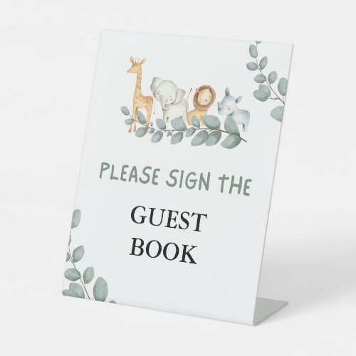 Guest Book Baby Shower Wild One Pedestal Sign
