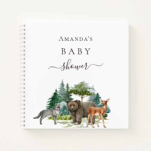 Guest book baby shower woodland animals bear