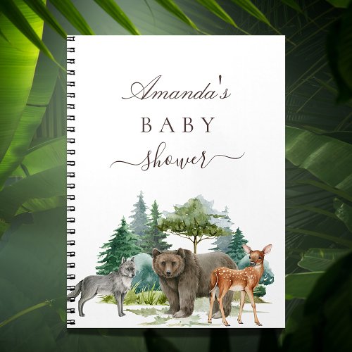 Guest book baby shower woodland animals bear
