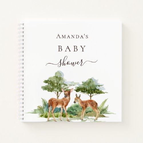 Guest book baby shower woodland animals deer