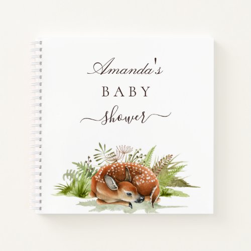 Guest book baby shower woodland animals deer