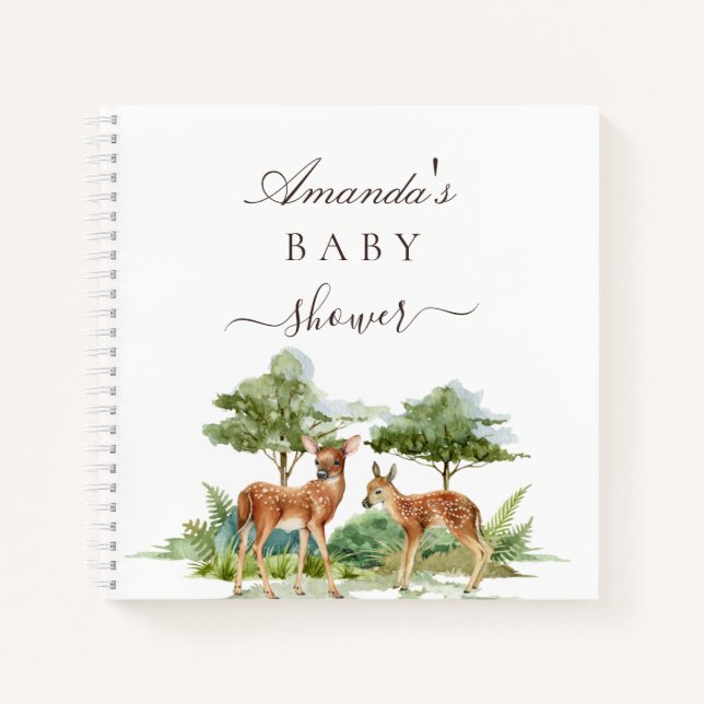 Guest book baby shower woodland animals deer (Front)