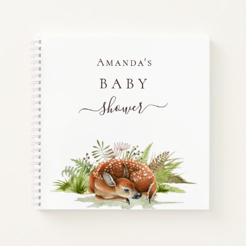 Guest book baby shower woodland animals deer cute