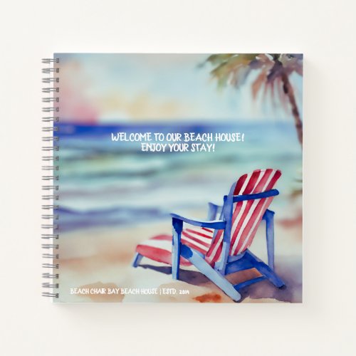 Guest Book Beach Chair Bay Customizable Notebook