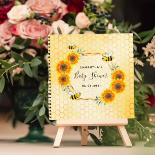 Guest book bee honeycomb sunflowers baby shower