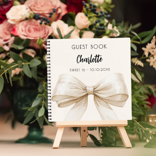 Guest book beige cream bow SWEET 16