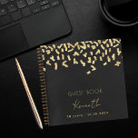 Guest book birthday black gold confetti<br><div class="desc">A classic black background,  decorated with faux gold confetti.  Personalize and a name and age/date.</div>