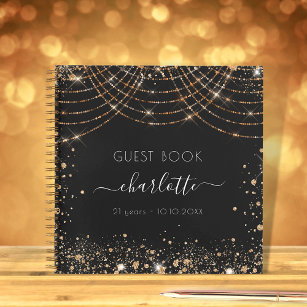 JUBTIC Black Guest Book for Funeral, Guest Sign in Book for  Reception,Wedding,Baby Shower, Birthday, Bridal Shower, Graduation  Party,100 Pages with