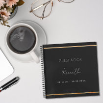 Guest book birthday black gold minimalist