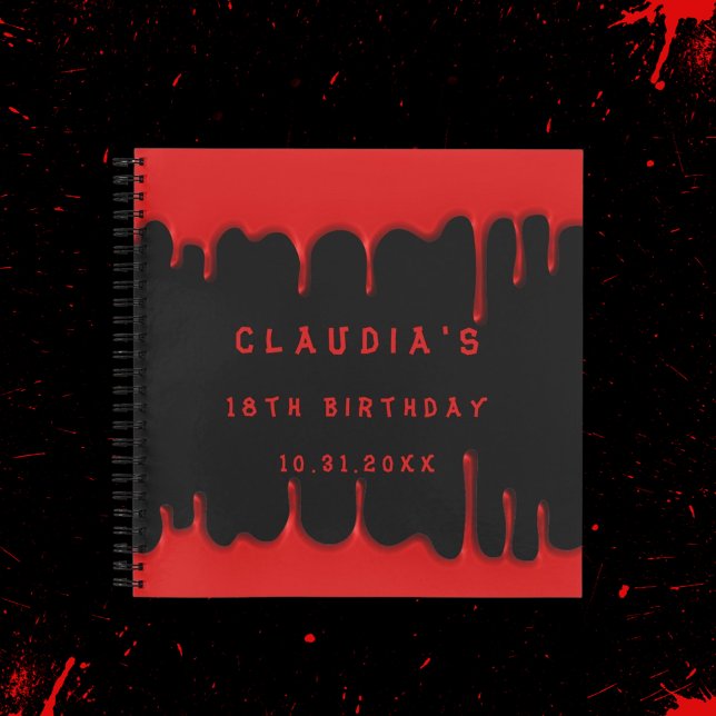 Guest book birthday black red blood drip halloween (Creator Uploaded)