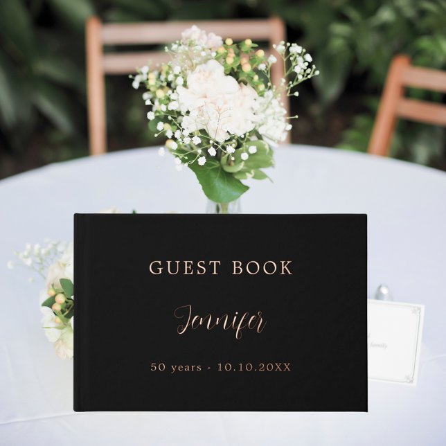 Guest book birthday black rose gold foil (Creator Uploaded)