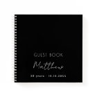 Guest book birthday black white name simple