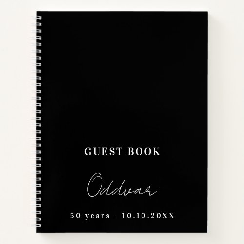 Guest book birthday black white name simple guy