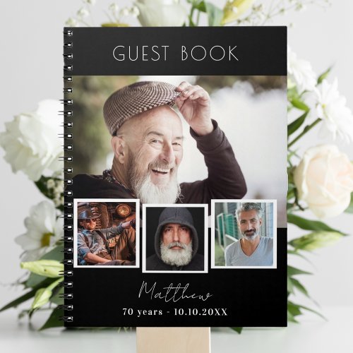 Guest book birthday black white photo collage