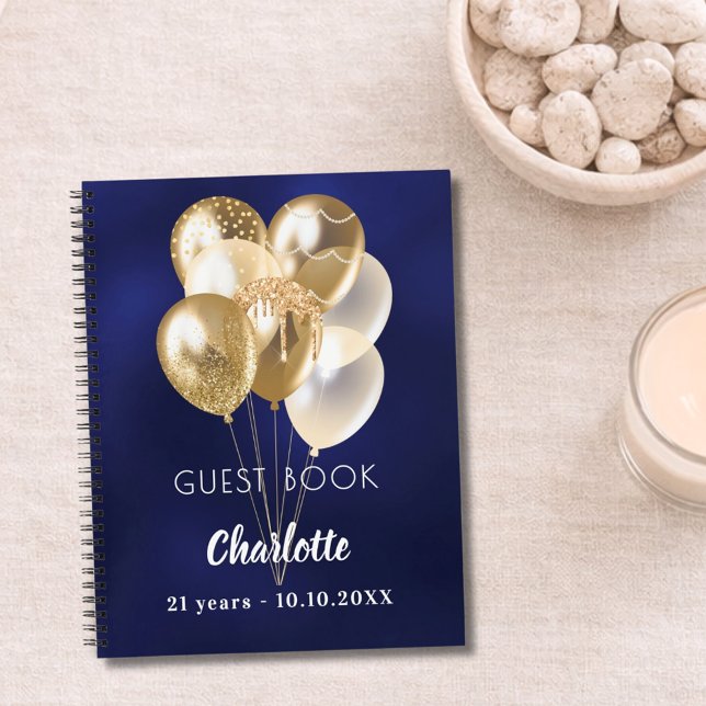 Guest book birthday blue gold balloons (Creator Uploaded)