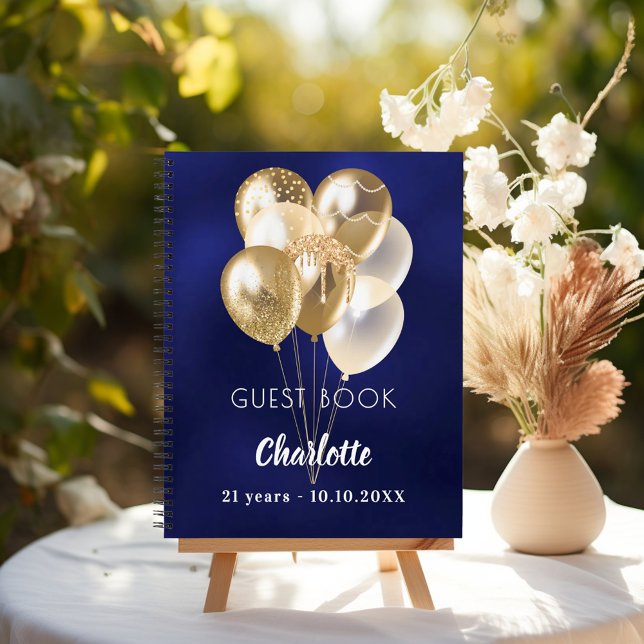 Guest book birthday blue gold balloons (Creator Uploaded)