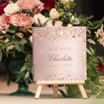 Guest book birthday blush rose gold name<br><div class="desc">A guestbook for a feminine and glamorous 21st (or any age) birthday party.  A stylish blush,  rose gold background with confetti. Add your name,  age 21/text.</div>