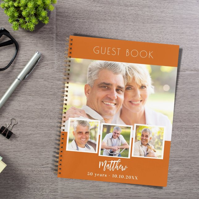 Guest book birthday burnt orange photo collage (Creator Uploaded)
