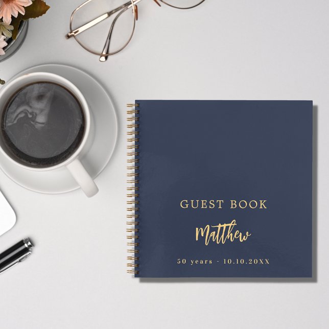 Guest book birthday dark blue script (Creator Uploaded)
