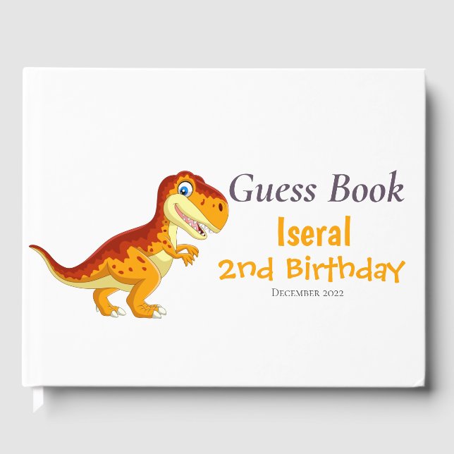 Guest Book birthday dinosaur gold (Front)