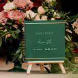 Guest book birthday emerald green gold minimalist<br><div class="desc">Emerald green colored background,  a faux gold frame.  Personalize and a name and age/date.</div>