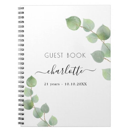 Guest book birthday eucalyptus greenery