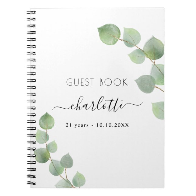 Guest book birthday eucalyptus greenery (Front)