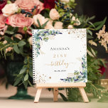 Guest book birthday eucalyptus greenery<br><div class="desc">A white background color. Decorated with eucalyptus greenery,  golden foliage and faux gold glitter dust.  Add a name,  age and a date.</div>