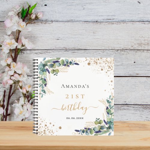 Guest book birthday eucalyptus greenery