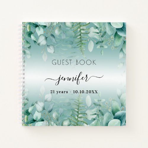 Guest book birthday eucalyptus greenry woodland