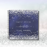 Guest Book Birthday Navy Blue Silver Glitter at Zazzle