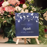 Guest book birthday navy blue white stars name<br><div class="desc">A navy blue background color with white stars. The blue color is uneven.  Add your name,  age 21/text.</div>