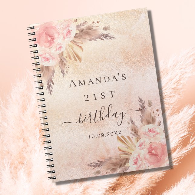 Guest book birthday pampas grass rose gold (Creator Uploaded)