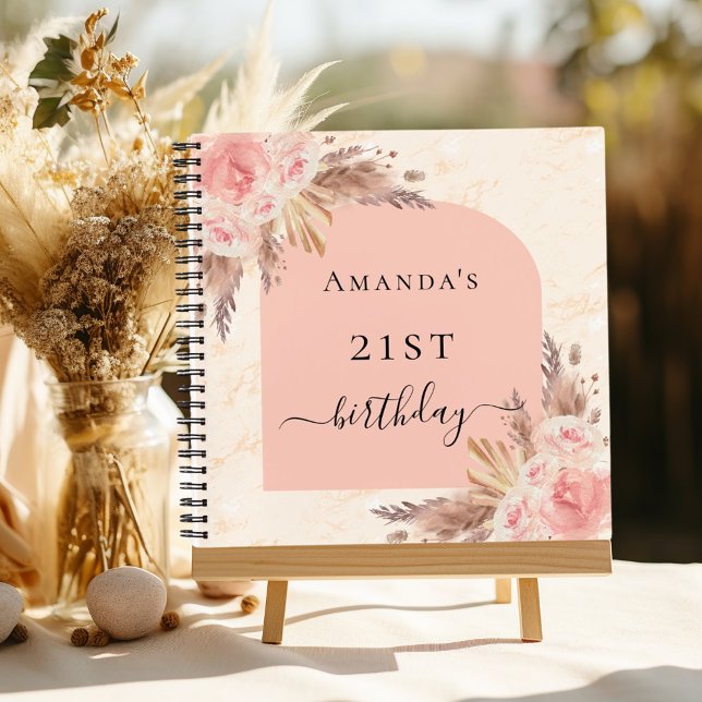 Guest book birthday pampas grass rose gold arch (Creator Uploaded)