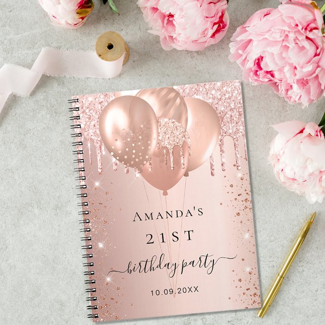 Guest book birthday party rose gold blush glitter  (Creator Uploaded)