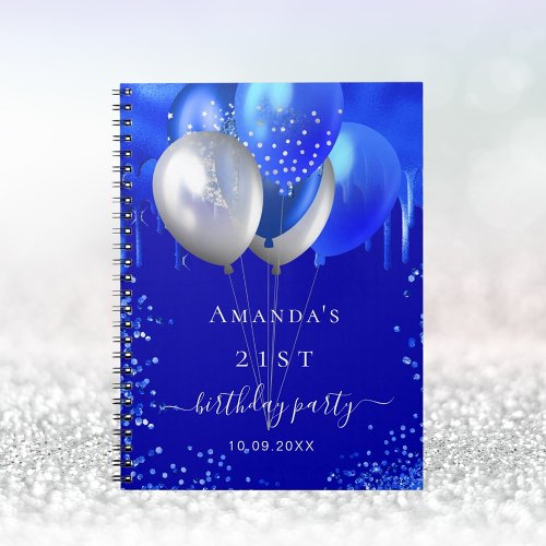Guest book birthday party royal blue drips
