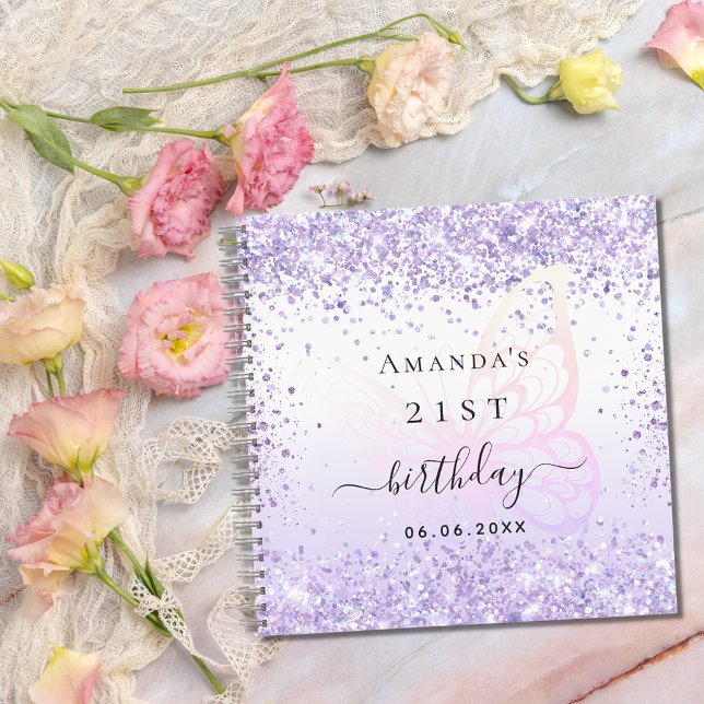 Guest book birthday party violet butterfly (Creator Uploaded)