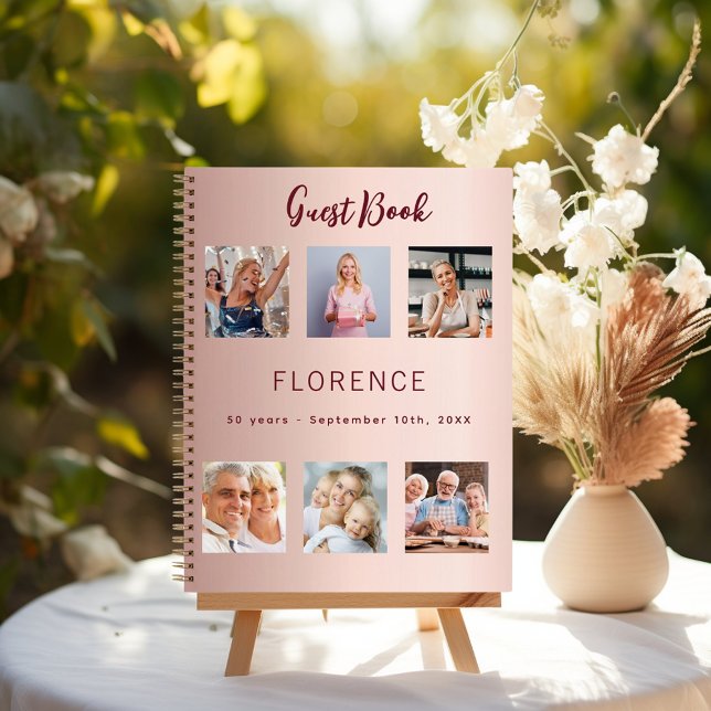 Guest book birthday photo collage rose gold (Creator Uploaded)