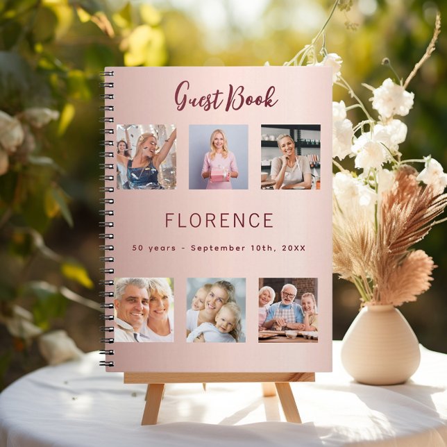 Guest book birthday photo collage rose gold budget (Creator Uploaded)