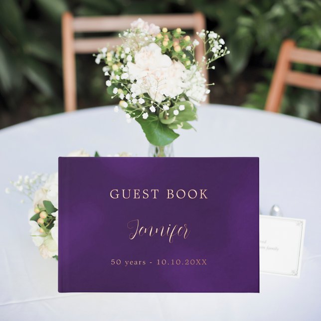 Guest book birthday purple rose gold foil (Creator Uploaded)