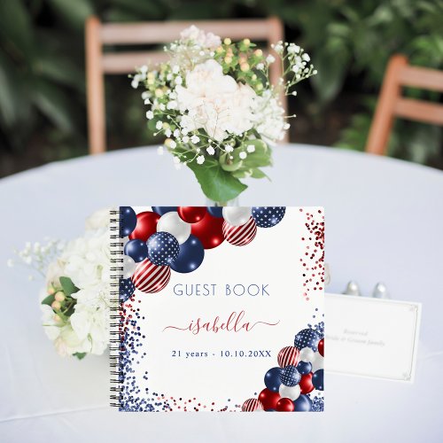 Guest book birthday red white blue partiotic USA
