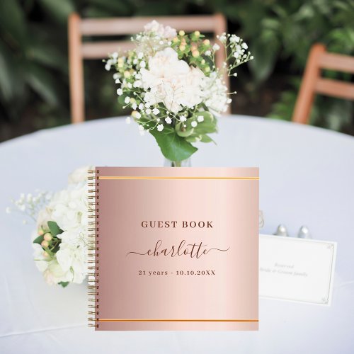 Guest book birthday rose gold elegant