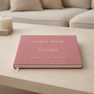 Guest book birthday rose gold foil