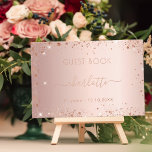 Guest book birthday rose gold glitter<br><div class="desc">A guest book for a feminine and glamorous 21st (or any age) birthday party.  A stylish rose gold background with faux glitter. Add your name,  age 21/text.</div>