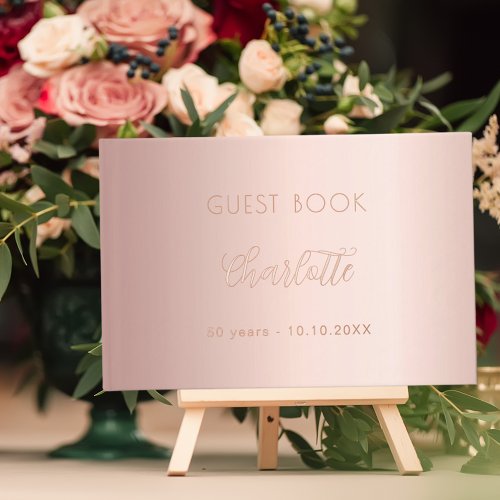 Guest book birthday rose gold pink