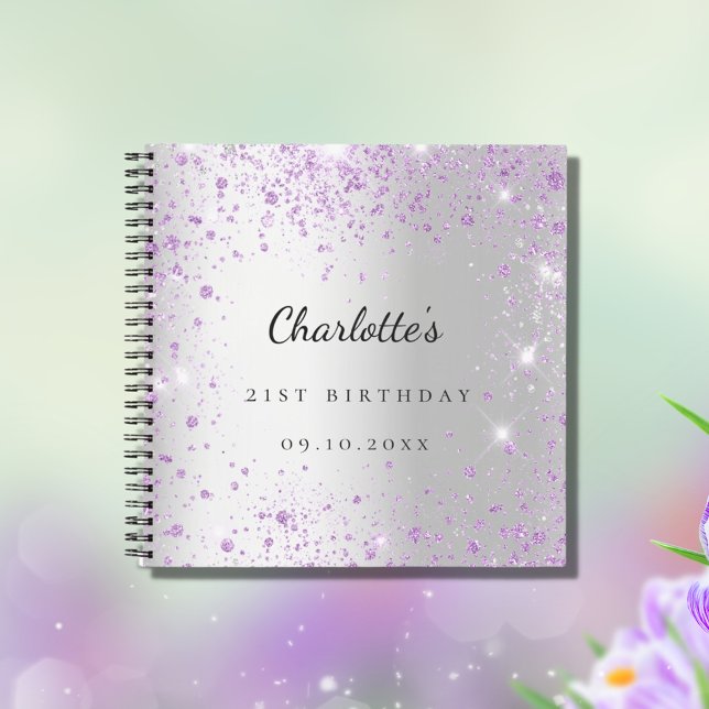 Guest book birthday silver purple glitter violet (Creator Uploaded)