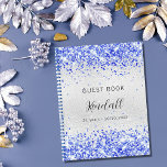 Guest Book Birthday Silver Royal Blue Glitter at Zazzle