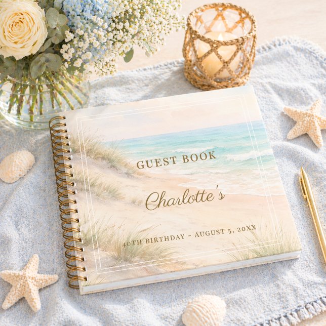 Guest book Birthday summer beach coastal (Creator Uploaded)